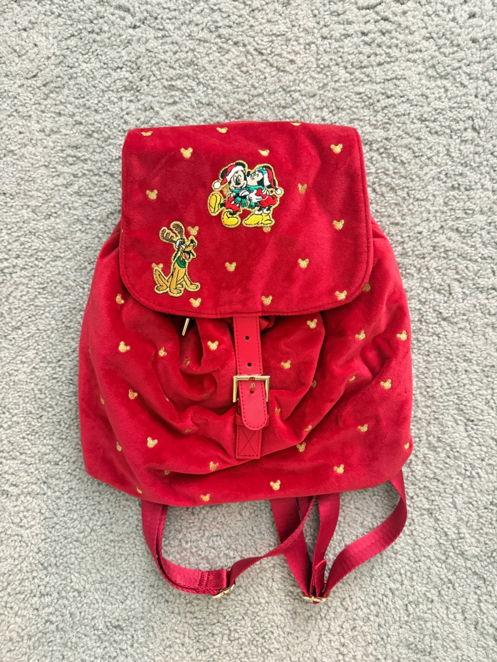 Stoney Clover Lane Red Plush Disney Character Backpack with Gold Accents